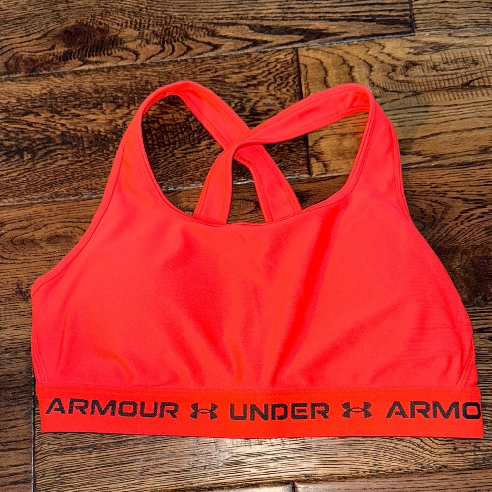 Under Armour Compression Women's Bright Orange Sports Bra Size Large